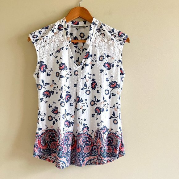 Daniel Rainn Caleena Pleated Shoulder Crochet Detail Knit Top Stitch Fix Size S - Picture 1 of 4